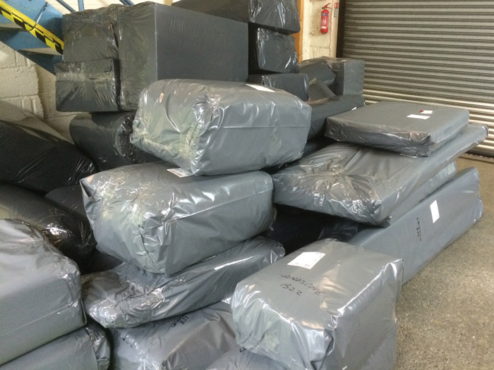 The re-upholstered furnishings are then carefully packaged ready to be returned to the customer 