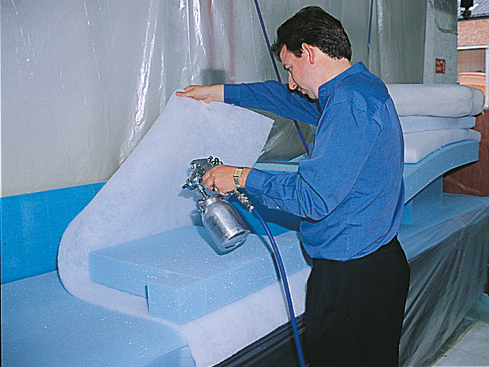 A dacron wrap is added to a new caravan foam seat cusion
